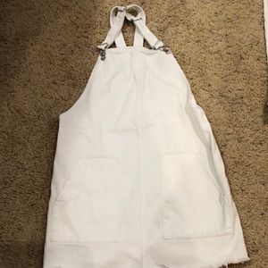 White jean overall dress
